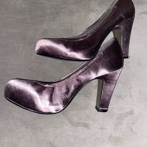 Ash Woman’s Satin & Leather Pump Shoe Preowned Brown size US 7 EUR 38